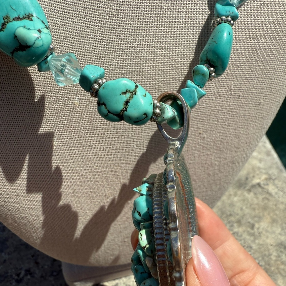 Turquoise Nuggets and Pendant Necklace - Picture 11 of 14